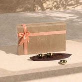 Hand-carved Wooden Boat with Brass Diya Gift Pack